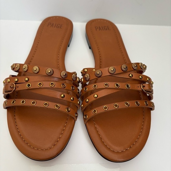 PAIGE Sandals Dylan Flats Slide Sandal Whiskey Brown NWOB - Picture 3 of 6